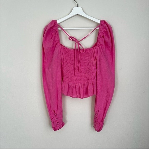 Free People pink tight-fitting cropped blouse Size M - Picture 7 of 10